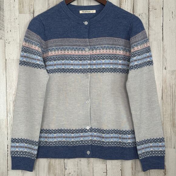Woolovers Cardigan Sweater Small Relaxed Med/Lg Preppy Fair Isle Academia Cozy - Picture 1 of 9
